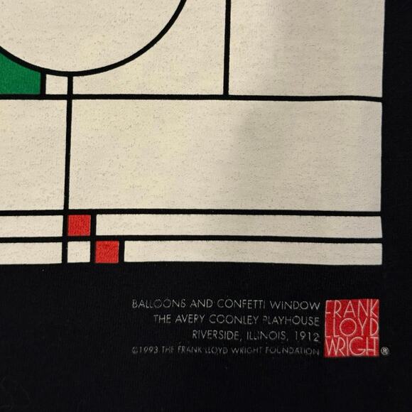 Vintage 90s Frank Lloyd Wright 1993 Window Art Single Stitch Shirt Adult Large - Picture 3 of 5